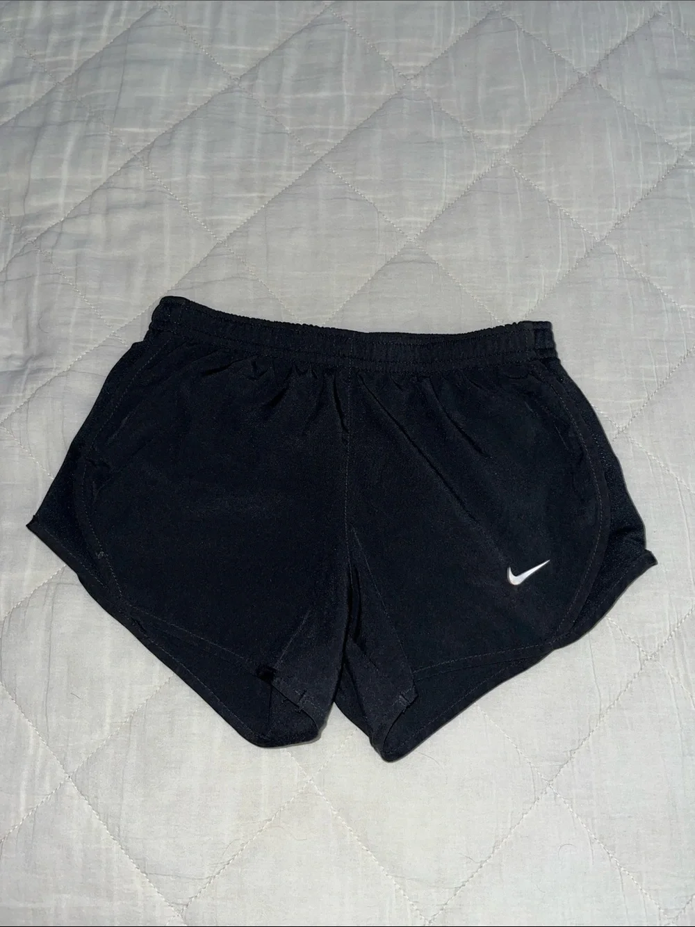Nike Women's Black Athletic Shorts with White Swoosh